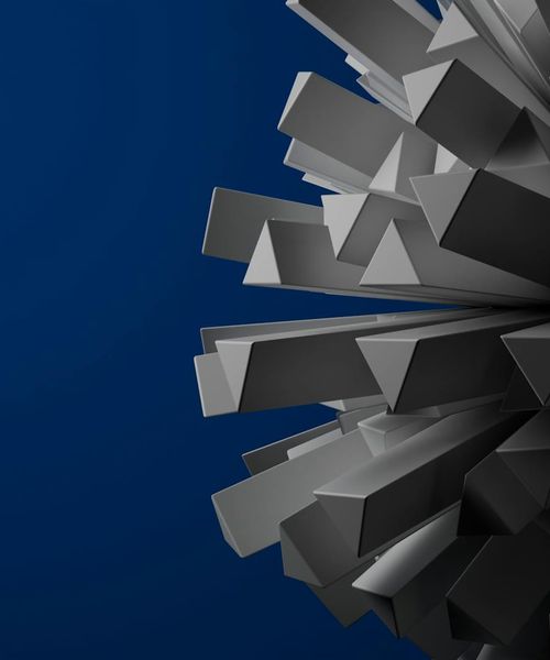 Abstract geometric patterns in teal and dark blue representing philosophy.